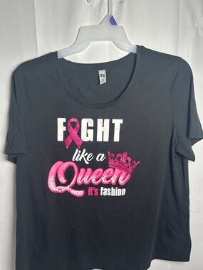 "Fight Like a Queen" Short Sleeve Tee - Black & Pink